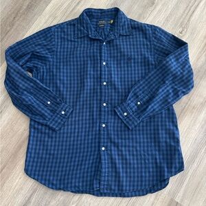 Polo by Ralph Lauren classic fit  Men's Navy Plaid checker Shirt sz XXL